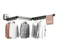 Séchoir à Linge Mural en Aluminium PYTHON 125cm XXL - Extensible et Pliable - Avec 15 Crochets et Emplacements pour Cintres - Ventouses Puissantes - Pour Balcon, Salle de Bain, Buanderie