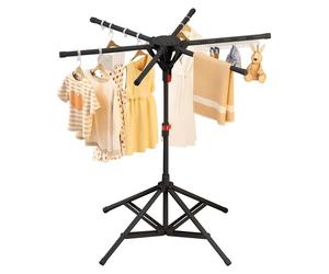 Séchoir à linge pliable - Six bras - Hauteur 120 à 170 cm - Noir - Intérieur et extérieur
