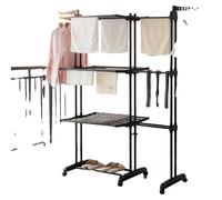 Séchoir à linge, pliable, structure à plusieurs niveaux, noir, XXL-b