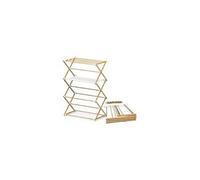 VOUNOT® Séchoir à Linge Pliant Étendoir à Linge Compact Séchoir Pré-assemblé 7 mètres d’Espace de Séchage Étendoir à Linge Intérieur et Extérieur Couleur Imitation Bois