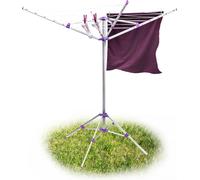 Séchoir à linge Relaxdays, 19 m de corde, H x L x P : env. 161 x 120 x 120 cm, avec socle, pour le jardin, pliable, argent