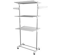 Séchoir à linge - Séchoir à linge pliable - Acier inoxydable, hauteur 152 cm - Modèle sur pied pour l'intérieur et l'extérieur - Gris