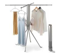 Séchoir à linge - Séchoir sur pied à trois pieds - Pliable - Extensible - Peu encombrant - Acier au carbone - Pour l'intérieur et l'extérieur - Jaune clair