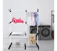 Séchoir à linge - Séchoir sur pied pliable - Capacité XXL - Acier inoxydable - Pour usage intérieur - Stable - Jaune clair
