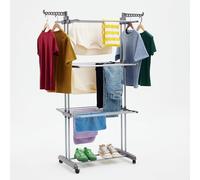 Séchoir à linge tours-Séchoir à linge d'intérieur - Ailes pliables - 40 m - Jardin - Gris