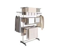 IDMarket - Séchoir à Linge Vertical Pliable 3 Niveaux Maxima capacité 20M INOX et Gris
