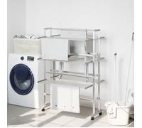 Séchoir à linge - vidaXL - Aluminium - 89x64x129 cm - Pliable - Avec roues