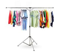 Séchoir à vêtements pliable, portant à vêtements simple monté au sol, étendoir de voyage pliable, étendoir de séchage de type T en acier inoxydable (L165 x H95)