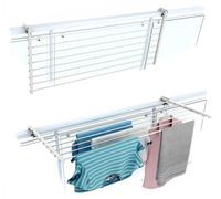 Séchoir balcon rétractable - 118 cm - Aluminium et inox - Rabattable - Fabriqué en Italie