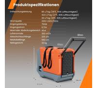 Séchoir de chantier déshumidificateur 85 L/jour avec pompe et tuyau de vidange appareil de séchage industriel avec minuterie 24H orange + gris