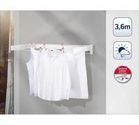 Séchoir Mural Leifheit Telegant 36 Protect Plus, Étendoir Mural Dépliable, 3.60m, 72cm Barres, Inoxydable, Blanc