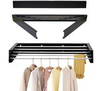 Séchoir mural noir, 80 cm, extensible, en acier inoxydable, capacité de charge de 50 kg, pour l'intérieur et l'extérieur