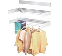 Séchoir mural pliable XXL - 100cm, Suspendu, Séchoir de 6m de long (Blanc)
