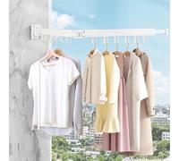 Séchoir mural pour penderie 90 cm extensible pliable avec 12 crochets de suspension - pour balcon, buanderie, salle de bain, chambre à coucher - 2 bras pliables blanc