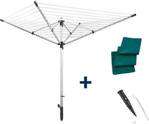 Séchoir Parapluie Leifheit LinoLift 600 QuickStart, 60m Étendage, Hauteur Réglable 85-180cm, Avec Housse et Douille de Fixation, Gris