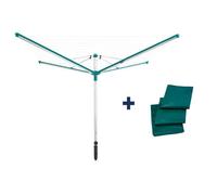 Séchoir parapluie Leifheit Linomatic 600 Deluxe Cover 82008, étendoir jardin avec fils rétractables et 60m d'étendage, housse, vert