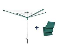 Séchoir parapluie Linomatic 500 Deluxe Cover 82007 Leifheit - Etendoir extérieur rotatif 50 metres- Fils rétractables douille Gris/vert G