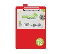 Seco Lot de 12 porte-blocs avec revêtement en PVC Rouge Format A4+
