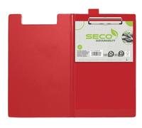 Seco Lot de 12 porte-blocs pliables en PVC écologique avec clip robuste Rouge Format A4