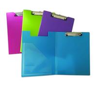 Seco Lot de 4 porte-blocs A4+ recouvert de PVC avec clip robuste Couleurs assorties