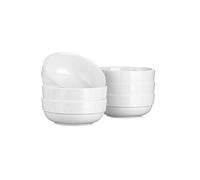 SECO Lot de 6 bols en mélamine émaillée de 14 cm, durables et résistants aux rayures, blanc