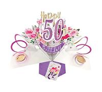 Second Nature Carte de vœux pop-up 3D Motif fleurs 50 ans