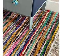 Second Nature Online - Shanti Tapis de Chiffon de Couloir | Tapis Chindi Multicolore | Tissé à la Main | Ecoresponsable: 100% Tissus Recyclés | | Tissé à Plat (60 cm x 245 cm)