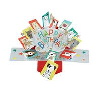 Second Nature Pop Ups Carte pop-up d'anniversaire avec inscription "Happy Birthday" et chiens