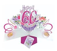 Second Nature Pop193 - Carte d'anniversaire pop-up - Motif floral, pour 60e anniversaire