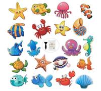 Secopad - Autocollants antidérapants pour baignoire, 20 grands fils adhésifs pour enfants, motifs marins, avec grattoir de qualité supérieure