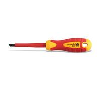 SECOTEC® VDE Tournevis Plat d'Électricien Tournevis pour Via à Fente PZ1 80 mm - Manche ergonomique - magnétique
