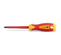 SECOTEC® VDE Tournevis Plat d'Électricien Tournevis pour Via à Fente PZ2 100 mm - Manche ergonomique - magnétique