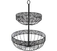 Secret de Gourmet - Corbeille à Fruits 2 Étages Métal "Frise" 42cm Noir Noir G