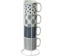 Secret de Gourmet Mugs Lot de 4 en porcelaine, support métallique, 26 cl, design contemporain
