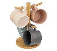 Secret de Gourmet - Lot de 4 Mugs sur Rack "Belle Journée" 20cl Multicolore