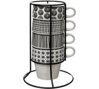 Atmosphera 4 Mugs avec Support Bohemia - Noir et Blanc