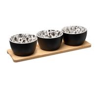 Secret de Gourmet - Set Apéritif 3 Ramequins en céramique & 1 Plateau en Bambou