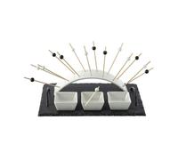 Secret de Gourmet - Set Apéritif 5 Pièces : 1 Plateau ardoise 3 Ramequins et 1 Arche avec 14 piques en bois Ardoise