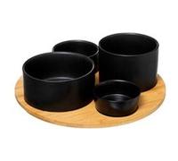 Secret de Gourmet - Set Apéritif 5 Pièces "Modern Wood" 33cm Noir Gris G