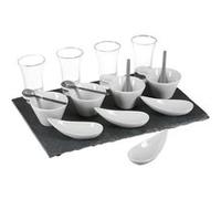 Secret de Gourmet - Set de présentation apéritif - 17 pièces - Plateau en ardoise Gris G