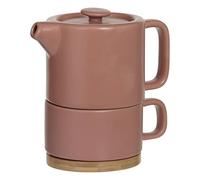 Secret de Gourmet – Théière Solitaire Nature Terra – Céramique, tasse amovible 40 cl Terracotta