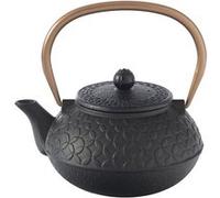 Secret de Gourmet - Théière en fonte Black Flower - Infuseur - 1 L - Noir