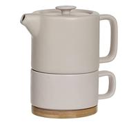 Secret de Gourmet - Théière Solitaire Nature Rose en céramique avec Tasse amovible intégrée