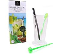 Secret Santa Ensemble de fabrication de cocktails avec verres à bière et accessoires pour adultes (coffret cadeau Mojito)