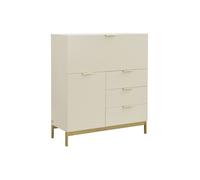 Secrétaire avec 2 porte et 3 tiroirs - MDF et métal - Beige - ERWIN