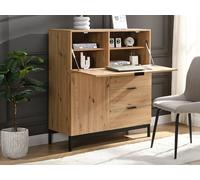 Vente-unique - Secrétaire avec 2 Portes et 3 tiroirs - MDF et métal - Coloris : Naturel - Erwin - avec Rangement