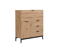 Vente-unique - Secrétaire avec 2 Portes et 3 tiroirs - MDF et métal - Coloris : Naturel - Erwin - avec Rangement