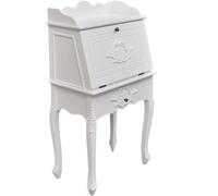 Secrétaire en bois blanc avec étagère et tiroir | Plan de travail pliable, MDF et bois de pin, pour bureau et étude