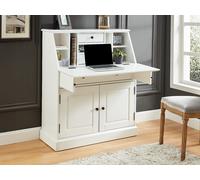 Secrétaire en pin et MDF - Coloris : Blanc - CLEORE