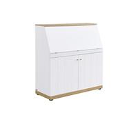 Secrétaire - MDF - Coloris : Blanc et naturel - DUTASI